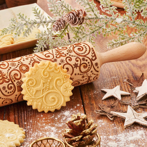Christmas Reindeers Embossed Rolling Pin