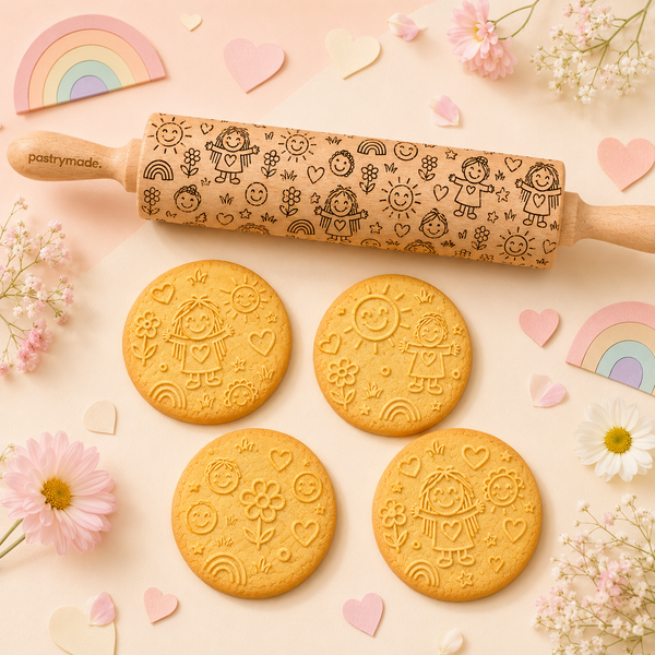The finished engraved rolling pin