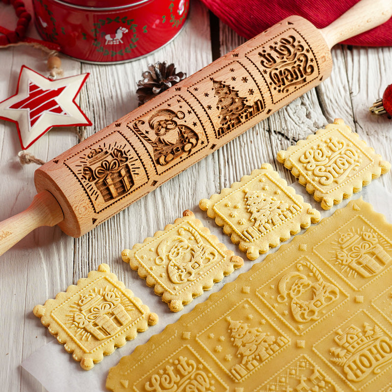 Christmas Postcard Rolling Pin