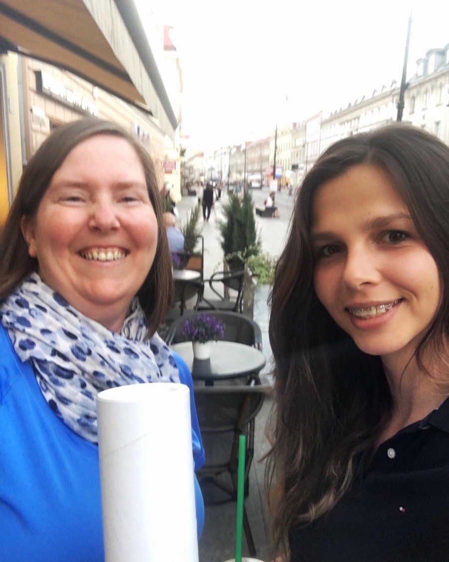 Karolina meeting a customer from Canada in Warsaw in 2017